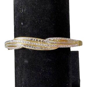 Valentines Danbury Mint Forever Diamond Bangle Bracelet 14k Gold Plated I Love Y